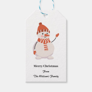 Cute Christmas Snowman Personalized Gift Tags