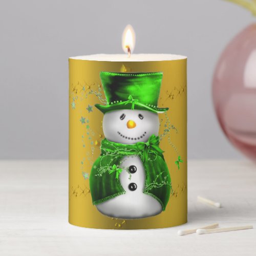Cute Christmas Snowman  Pillar Candle