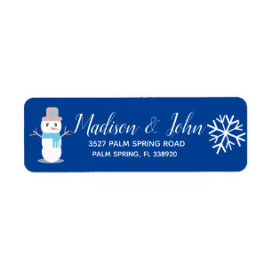 Cute Christmas Snowman Snowflake Address Label