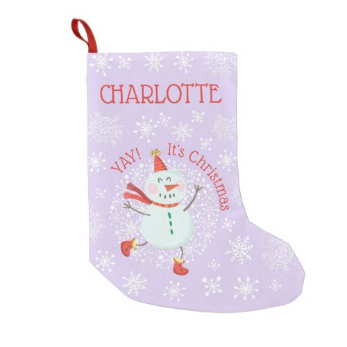 Cute Christmas Snowman Snowflakes Personalized Small Christmas Stocking