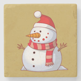Cute Christmas Snowman Stone Coaster