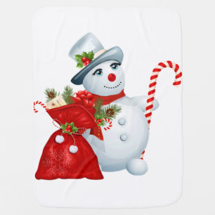 Cute Christmas Snowman Swaddle Blanket