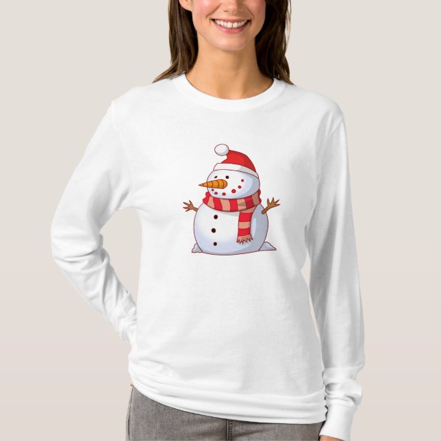 Cute Christmas Snowman T-Shirt (Front)