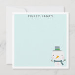 Cute Christmas Snowman Teal Mint Personalized Note Card<br><div class="desc">Cute Christmas themed stationery with an adorable festive snowman illustration,  personalized with your name.</div>