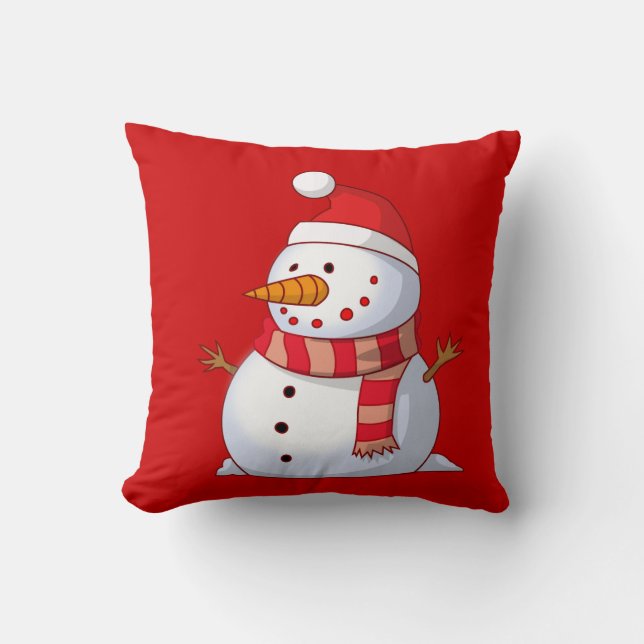 Cute Christmas Snowman Throw Pillow (Front)