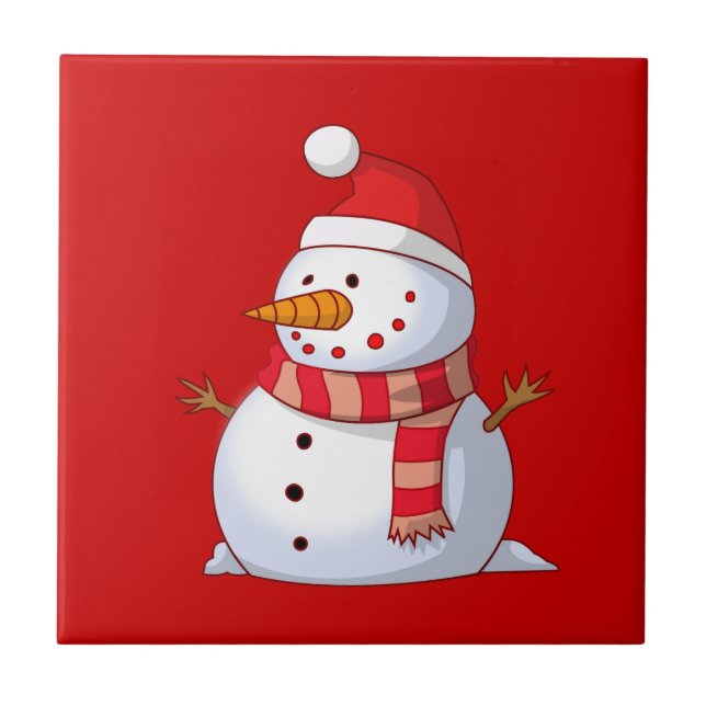 Cute Christmas Snowman Tile (Front)