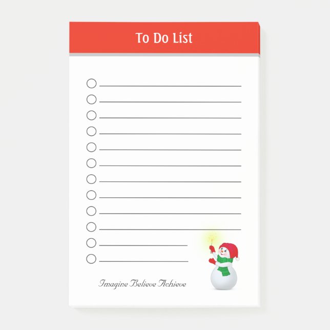 Cute Christmas Snowman To Do List Notes (Front)