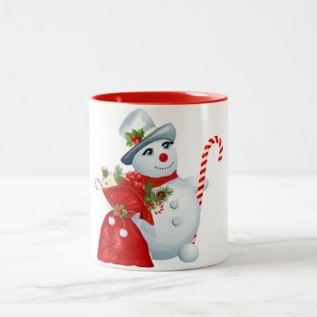 Cute Christmas Snowman Two-tone Coffee Mug by ChristmaSpirit at Zazzle