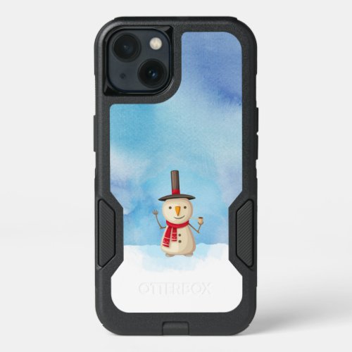 Cute Christmas Snowman Waving And Smiling iPhone 13 Case