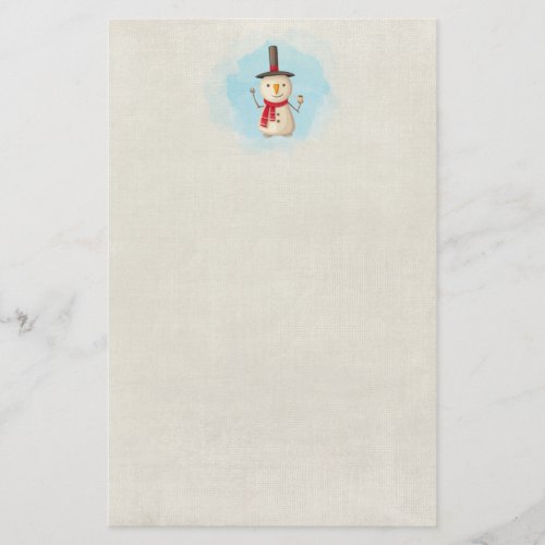 Cute Christmas Snowman Waving And Smiling Stationery