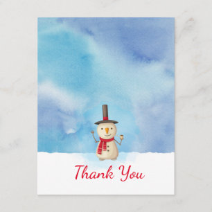 Cute Christmas Snowman Waving Thank You Invitation