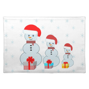 Cute Christmas Snowmen and snowflakes Placemat