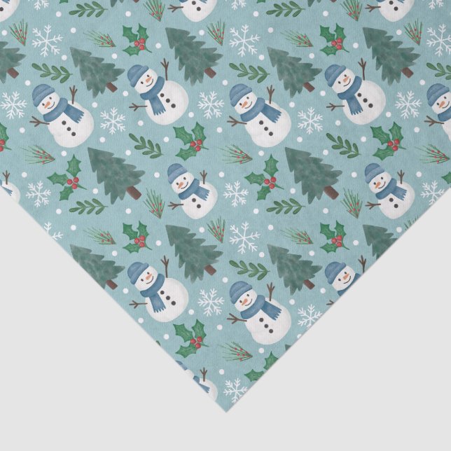 Cute Christmas Snowmen Pattern Tissue Paper (Detail)