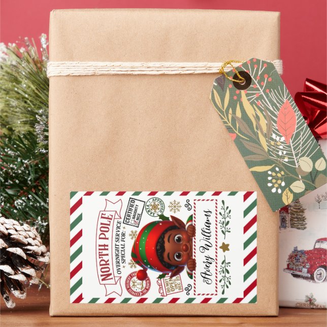 Cute Christmas Special Delivery From Sant Rectangular Sticker (Holiday)