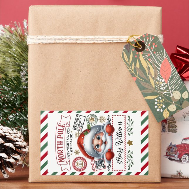 Cute Christmas Special Delivery From Santa  Rectangular Sticker (Holiday)