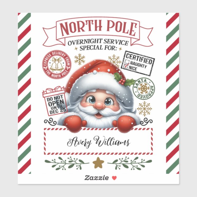 Cute Christmas Special Delivery From Santa Sticker (Sheet)
