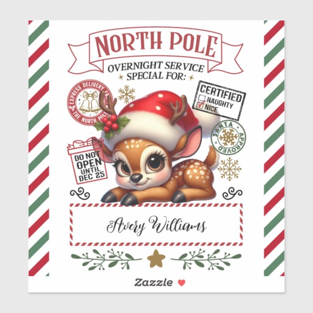 Cute Christmas Special Delivery From Santa Sticker (Sheet)