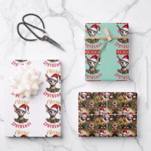 Cute Christmas Sphynx Cat Merry Sphynxmas Gift Wrapping Paper Sheets