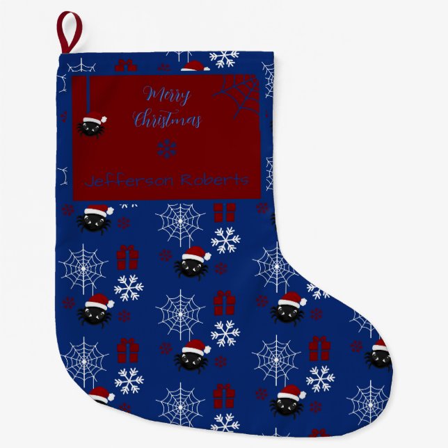 Cute Christmas Spider Personalized Stocking (Front)