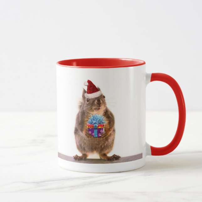 Cute Christmas Squirrel and Gift Mug (Right)
