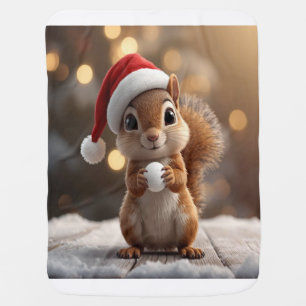 Cute Christmas Squirrel Baby Blanket