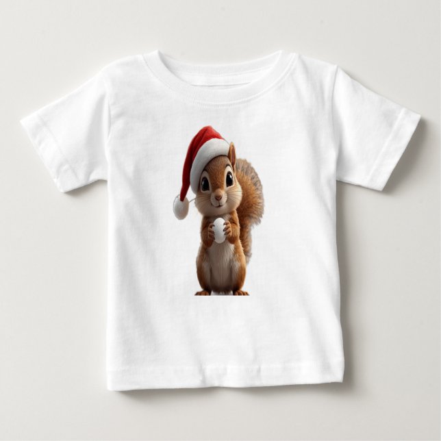Cute Christmas Squirrel Baby T-Shirt (Front)