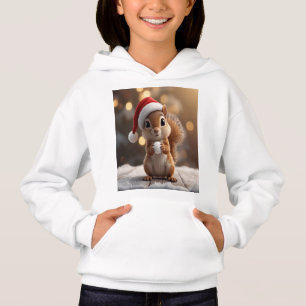 Cute Christmas Squirrel Hoodie for Girls