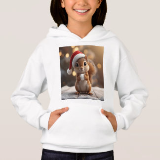 Cute Christmas Squirrel Hoodie for Girls