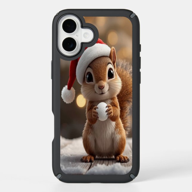 Cute Christmas Squirrel iPhone 16 Plus Case (Front)