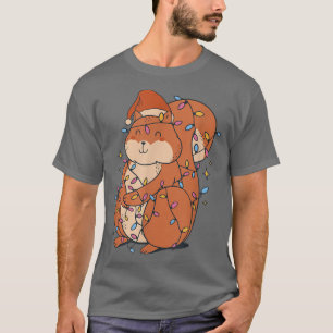 Cute Christmas Squirrel Lights Celebration Party N T-Shirt