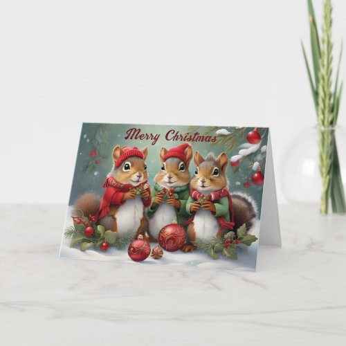 Cute Christmas Squirrels Charming  Card