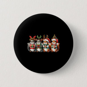 Cute Christmas Squirrels Lights Xmas Animal Squirr Button