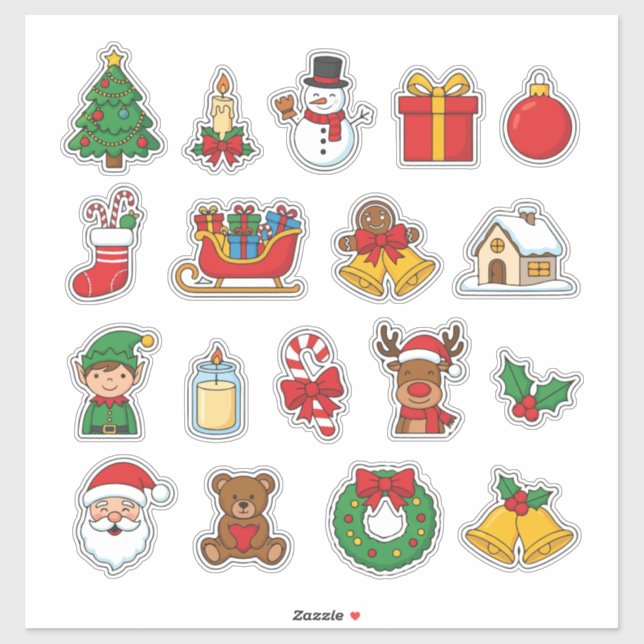 Cute Christmas Sticker Bomb Phone Case | Holiday P (Sheet)