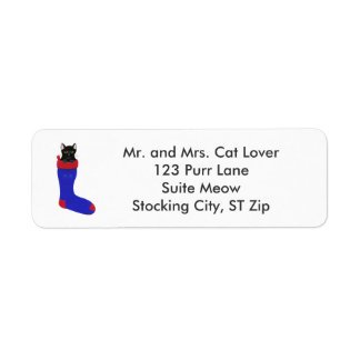 Cute Christmas Stocking Cat Address Labels