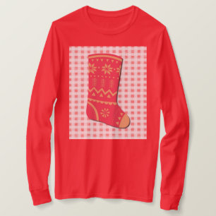 Cute Christmas Stocking Holiday Art on T-Shirt
