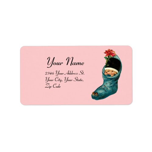 Cute Christmas Stocking Little ChildPink Blue Label