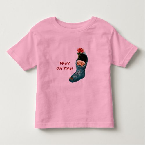 Cute Christmas Stocking Little ChildPink Blue Toddler T_shirt