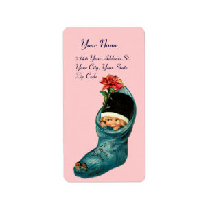 Cute Christmas Stocking ,Little Child,White Pink Label