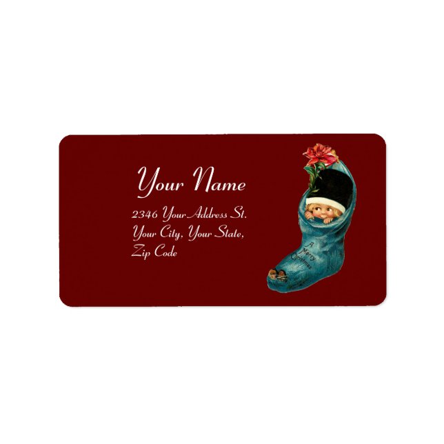 Cute Christmas Stocking ,Little Child,White Red Label (Front)