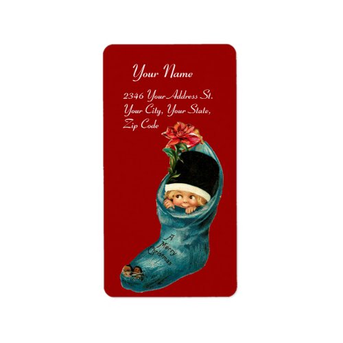 Cute Christmas Stocking Little ChildWhite Red Label