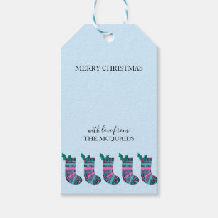 Cute Christmas Stocking Pattern Gift Tags