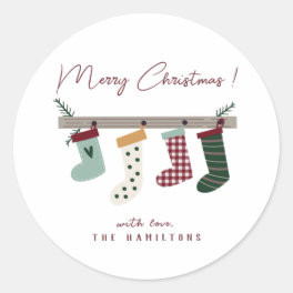 Cute Christmas Stockings Classic Round Sticker