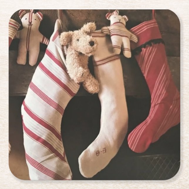 CUTE CHRISTMAS STOCKINGS* COASTER (Front)