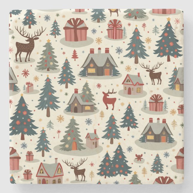 Cute Christmas Stone Coaster (Front)