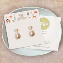 Cute Christmas Stud Earring Logo Display Card