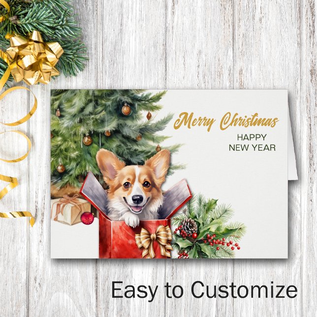 Cute Christmas Surprise Corgi Gift Dog Cards (Creator Uploaded)