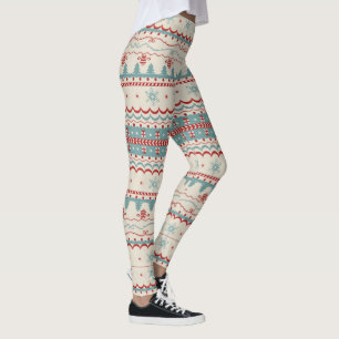 Cute Christmas Sweater Knit Holiday New Years wool Leggings