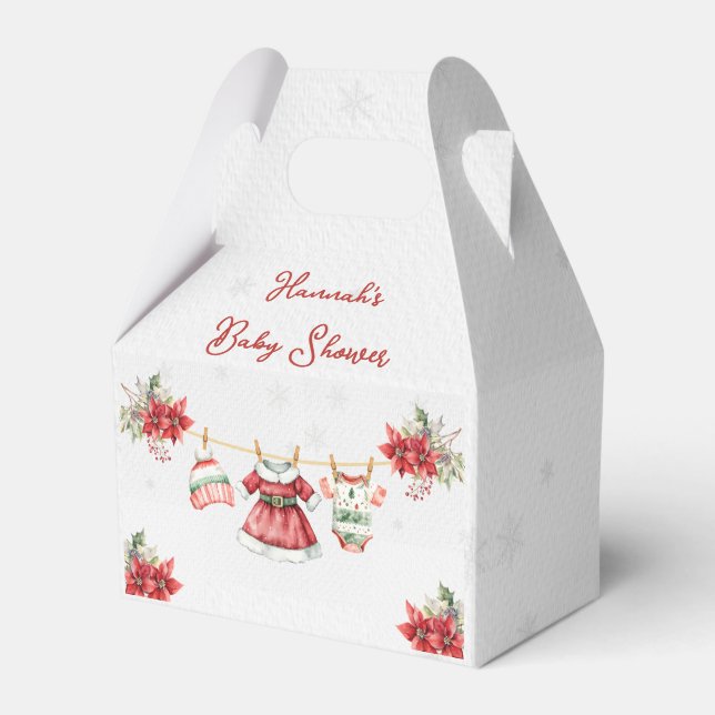 Cute Christmas Sweet Santa Baby Girl Baby Shower Favor Boxes (Front Side)