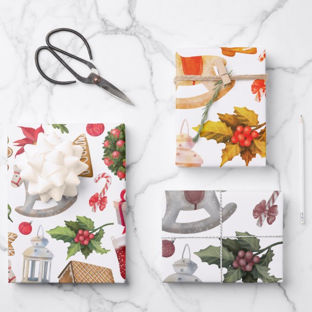 Cute Christmas symbols  Wrapping Paper Sheets (Front)