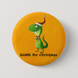 Cute Christmas T-rex Button